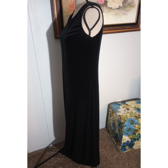 Coldwater Creek Womens Black Velvet Dress Floral Jacket size 6 Long Buttons 2 pc - Picture 9 of 16